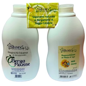 Bergamotte-Duschgel und Honig-Duschgel, 2x500 ml mit Reisegeschenk