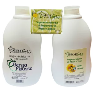 Bergamotte-Duschgel und Honig-Duschgel, 2x500 ml mit Reisegeschenk