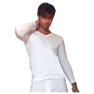 Maglietta intima uomo scollo a V manica lunga, bianco, conf. da 3pz