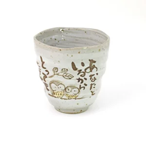 Tazza in ceramica giapponese Gufi, altezza 7,8 cm