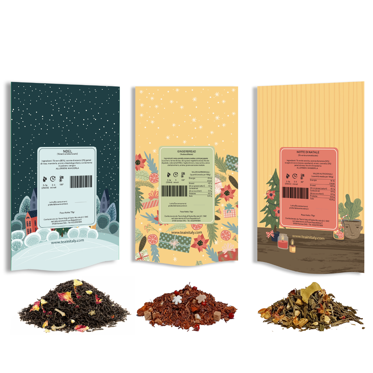 Set Tè Christmas Selection: 3 confezioni di Tè Bio e Rooibos da 75g