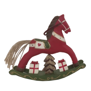 Cavallo a dondolo in legno di faggio dipinto a mano