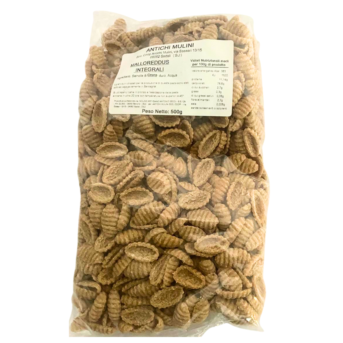 Malloreddus Vollkornnudeln aus 100 % sardischem Hartweizengrieß, 500 g