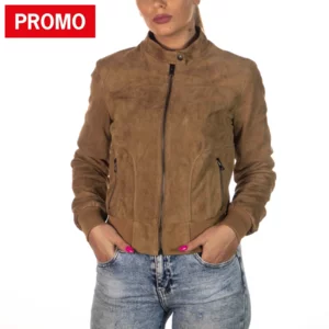 Bomber donna in pelle scamosciata nabuk