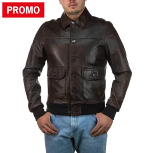 Blouson cuir homme en cuir d'agneau vieilli, modèle U03