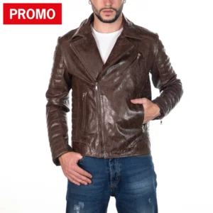 Chiodo Uomo in Vera Pelle modello "V248" - testa di moro