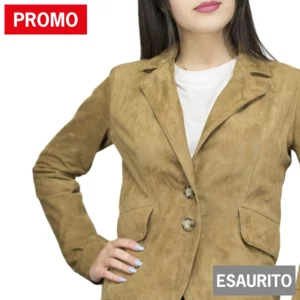 Blazer deux boutons en cuir suédé, miel