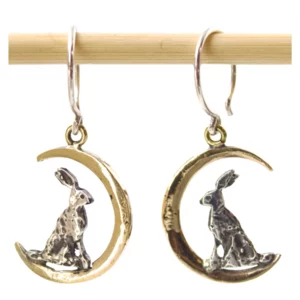 Orecchini in argento e bronzo lepri sulla Luna