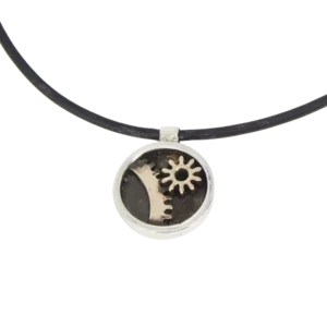 Collana in argento, bronzo e cuoio collezione Gears
