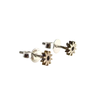 Orecchini a perno in argento e bronzo collezione Gears