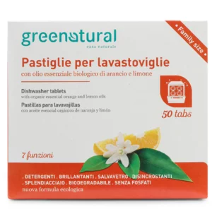 Greenatural - tabs lavastoviglie limone & arancio, 50 pastiglie