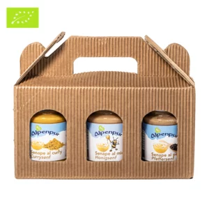 Moutarde bio Alpenpur, Coffret cadeau, 3x145g