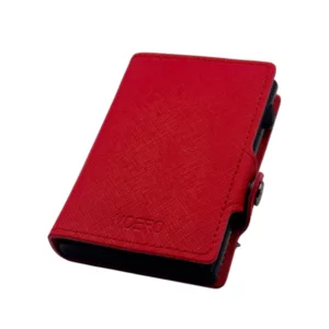 Portacarte di credito modello Saffiano Red ZIP, 9,7x6cm