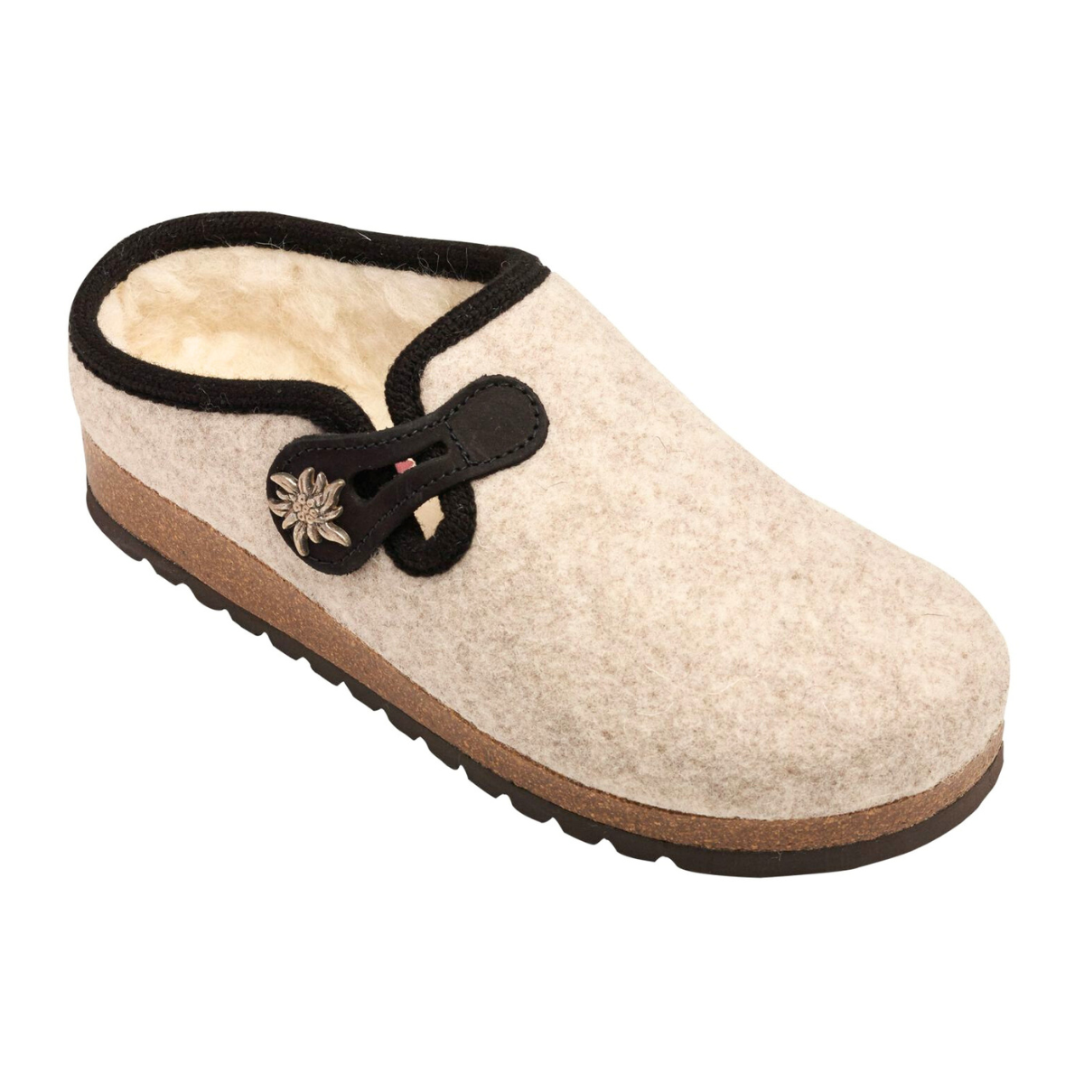 Cremefarbene Tiroler Hausschuhe, Modell Gröden