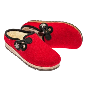 Pantofole tirolesi rosso, modello Gröden