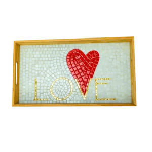 Liebe, Tablett mit Mosaik bedeckt mit künstlerischer Technik