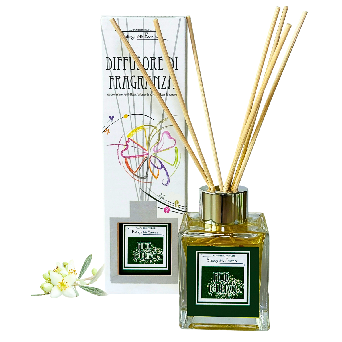 Diffusore di fragranza con bastoncini al Fior d'Ulivo, 250ml