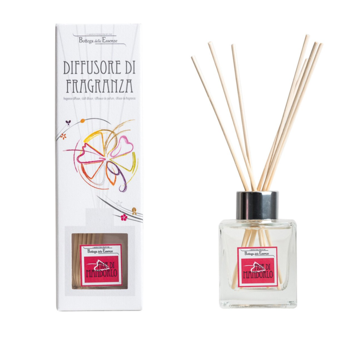 Diffusore di fragranza con bastoncini al Fior di Mandorlo, 100ml