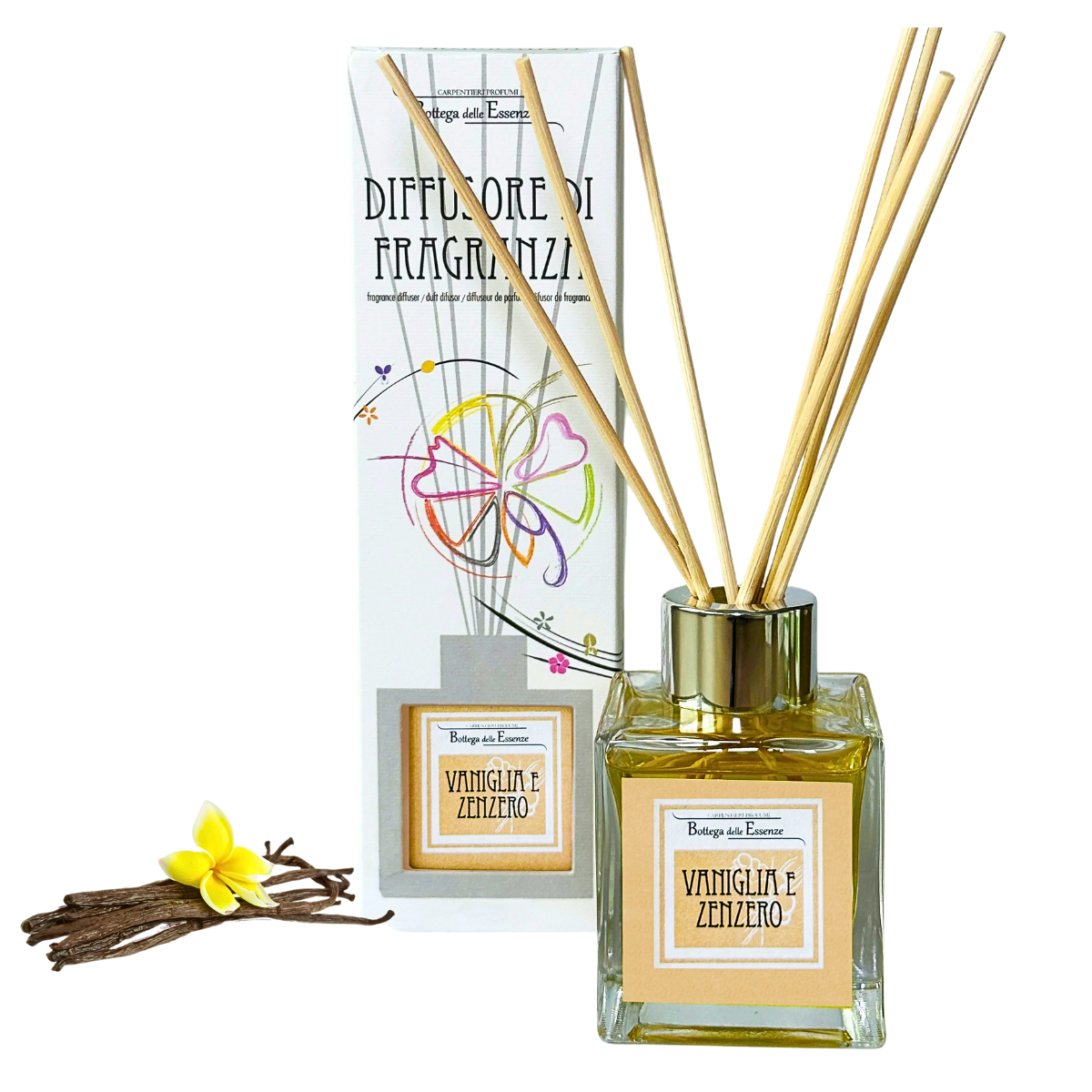 Vanilla Blanc Naturale Canna Diffusore & Candela Set Regalo Racchiusi Mano Fatti