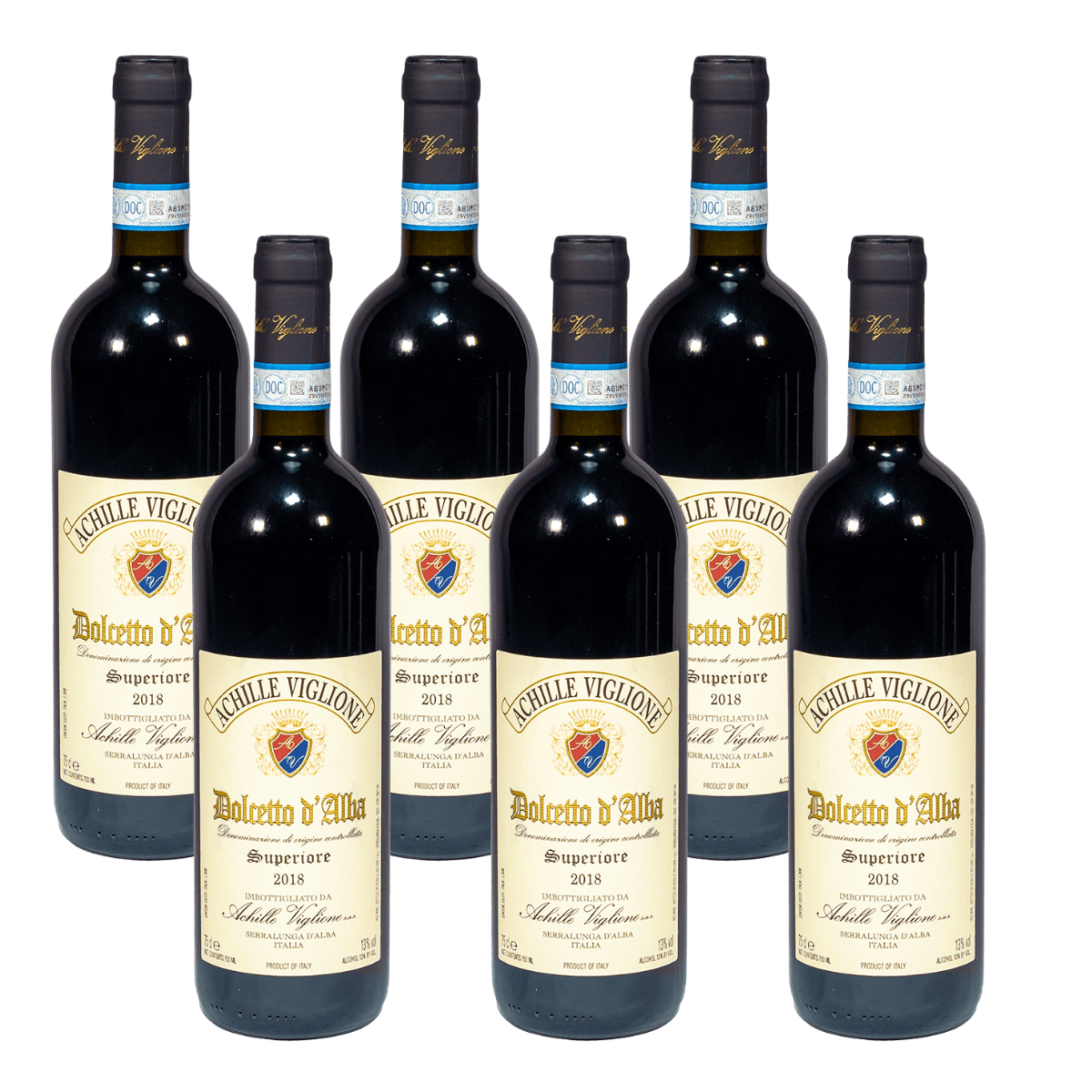 Dolcetto d'Alba Superiore 2018 DOC, vino rosso da 13% vol, 6x750ml