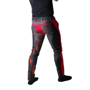 Jeans da uomo elasticizzati, dipinti a mano a mano, rosso