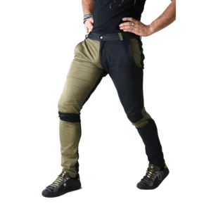 Jeans da uomo elasticizzati, dipinti a mano, verde militare