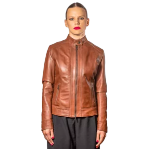 Blouson motard femme 0567 en cuir nappa naturel
