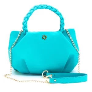 Borsa in vera pelle, turchese