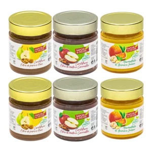 Konfitüren: Birnen und Walnüsse, Äpfel und Zimt, Orangen-Ingwer-Marmelade 6x270g