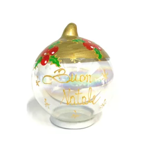 Pallina di Natale in vetro soffiato Merry Christmas personalizzabile con nome, Ø 10cm