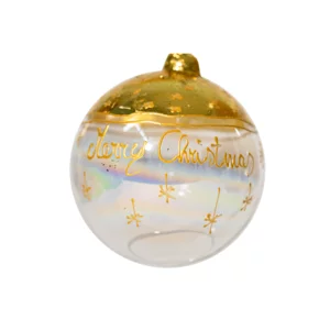 Pallina di Natale in vetro soffiato con foglia oro, Ø 10cm
