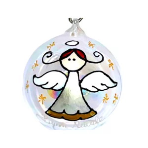 Pallina di Natale in vetro soffiato con angelo, Ø 10cm