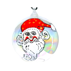 Pallina di Natale in vetro soffiato con Babbo Natale + personalizzazione, Ø 10cm 