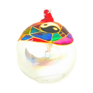 Pallina di Natale in vetro soffiato multicolor con Yin & Yang, Ø 10cm 