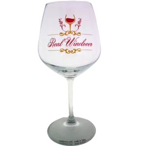 Gobelet à vin en verre avec décoration originale "Real Winelover", h21cm