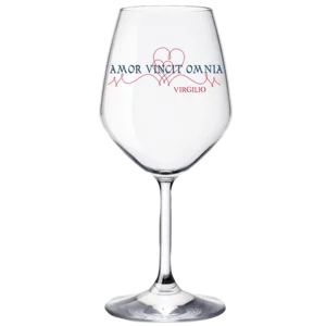 Calice da vino in vetro, "Amor Vincit Omnia", h21cm