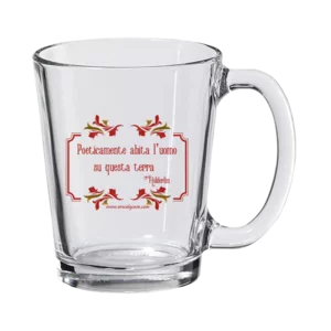 Tazza Mug in vetro decorata con frase poetica