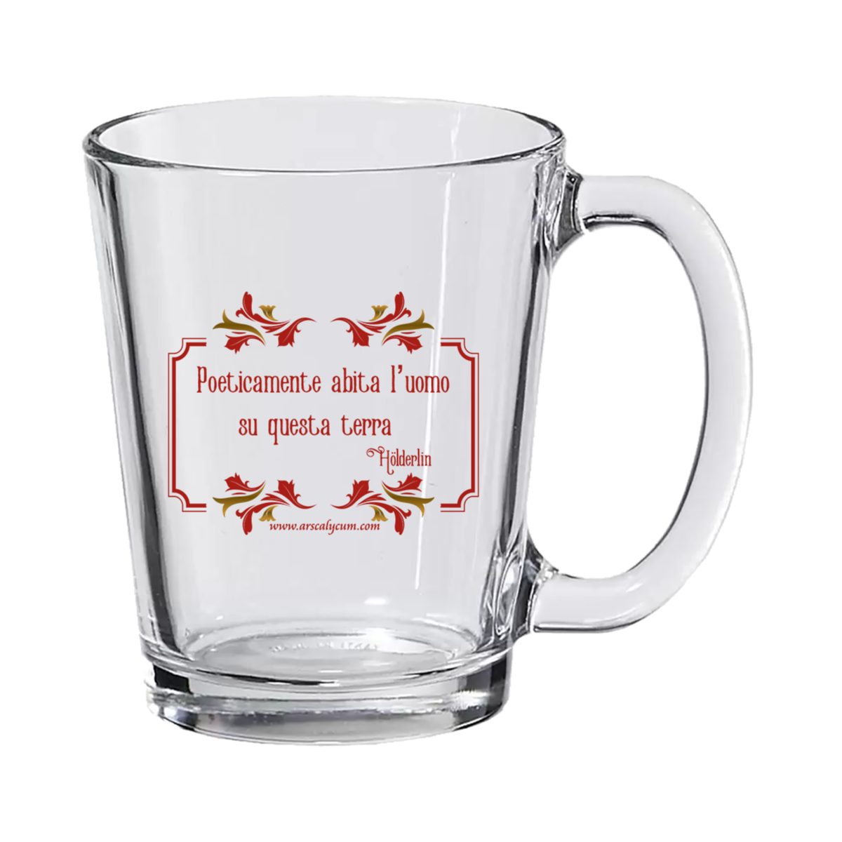 Vendita online Tazza Mug in vetro decorata con frase poetica