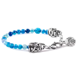 Bracelet rond simple en pierres naturelles, Agate bleue