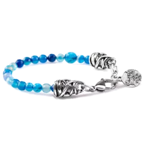 Bracciale giro singolo in pietre naturali, Agata blu
