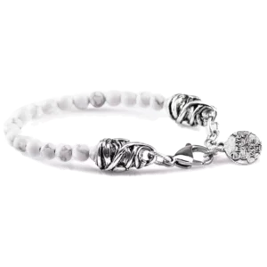 Bracciale giro singolo in pietre naturali, Aulite bianca
