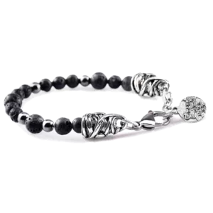 Bracciale giro singolo in pietre naturali, Lavica nera