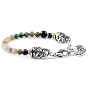 Bracelet rond simple en pierres naturelles, agate indienne verte
