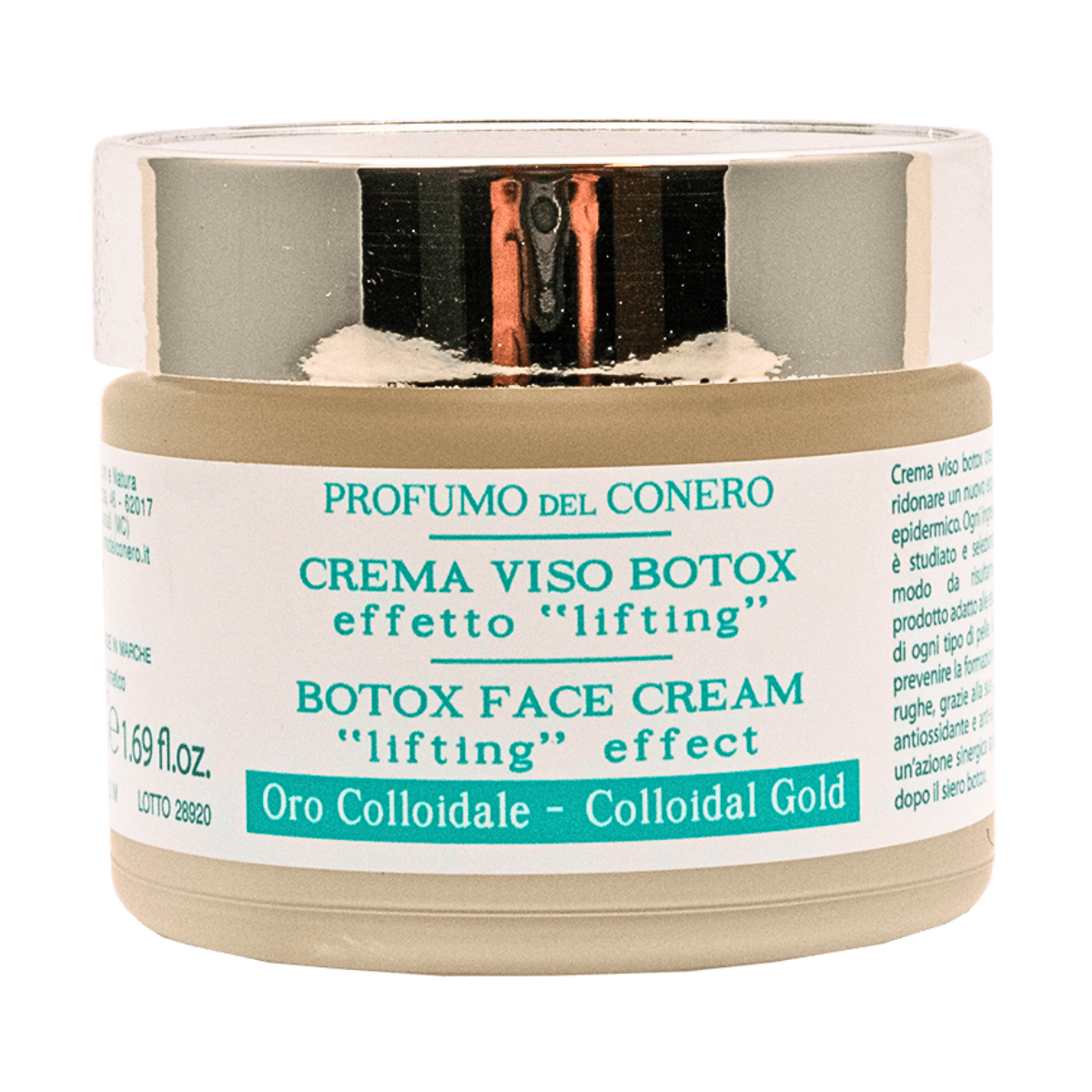Crema viso botox con oro colloidale, Linea Mare, 50ml