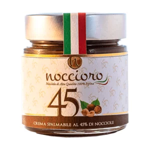 Noccioro 45 Classic: Streichcreme mit 45% Haselnüssen, klassischer Geschmack, Glas, 250g