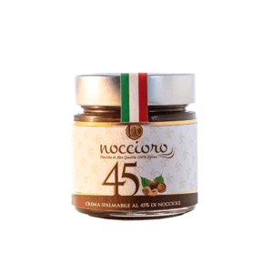 Noccioro 45 Classic: Crema Spalmabile al 45% di Nocciole, Gusto Classico, Vasetto Vetro, 250g