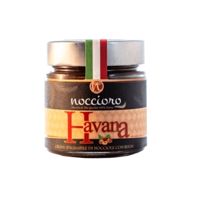Noccioro 45 Havana, Pâte à tartiner aux noisettes 45%, Pot en verre, 250g