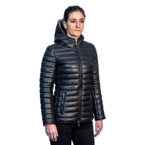 Piumino donna  in pelle nero modello Serena 