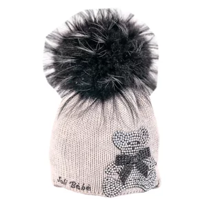 Peruviano doppio con orsetto e pon pon di finera naturale 