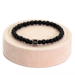Bracciale in pietra onice e vetro di Murano con charm